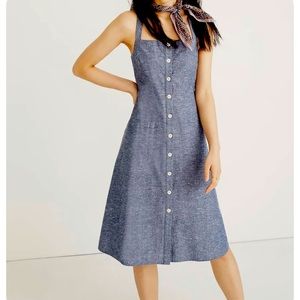 Madewell Button Front Chambray Tank Midi Dress